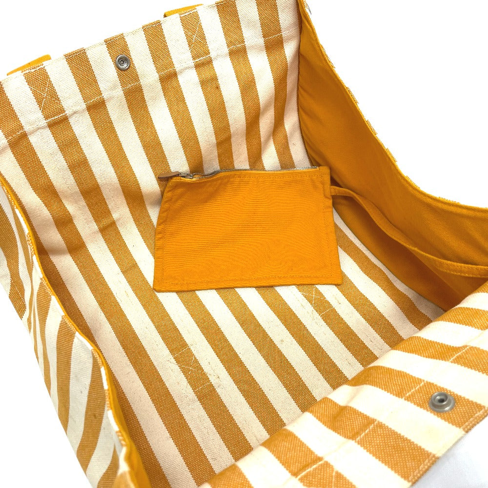 HERMES Tote Bag cotton Orange Cannes border Women Used Authentic