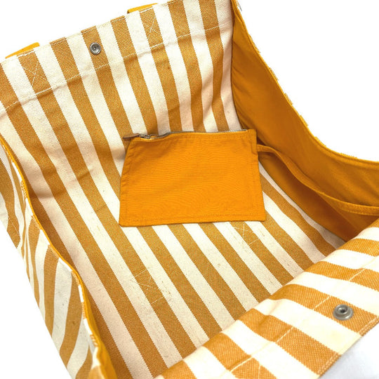 HERMES Tote Bag cotton Orange Cannes border Women Used Authentic