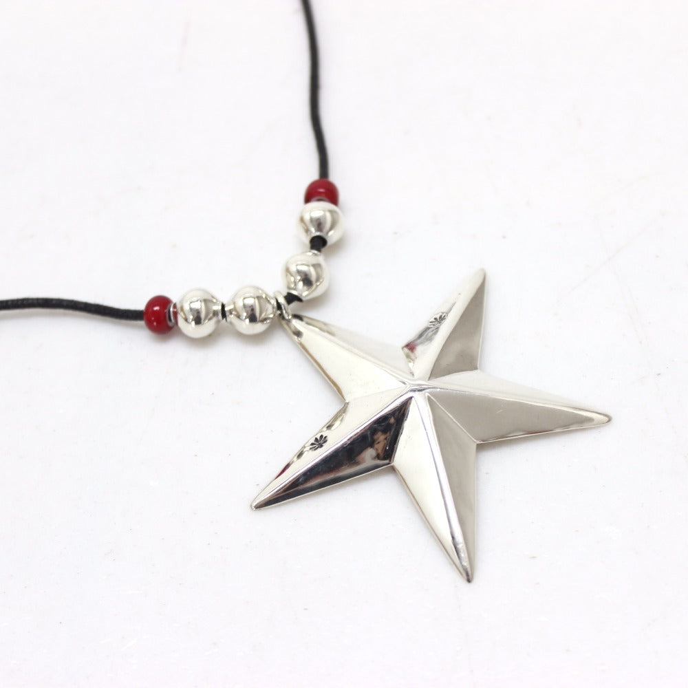 Cippy Crazy Horse Necklace Sterling Silver Silver x Red Accessories Star mens Used Authentic