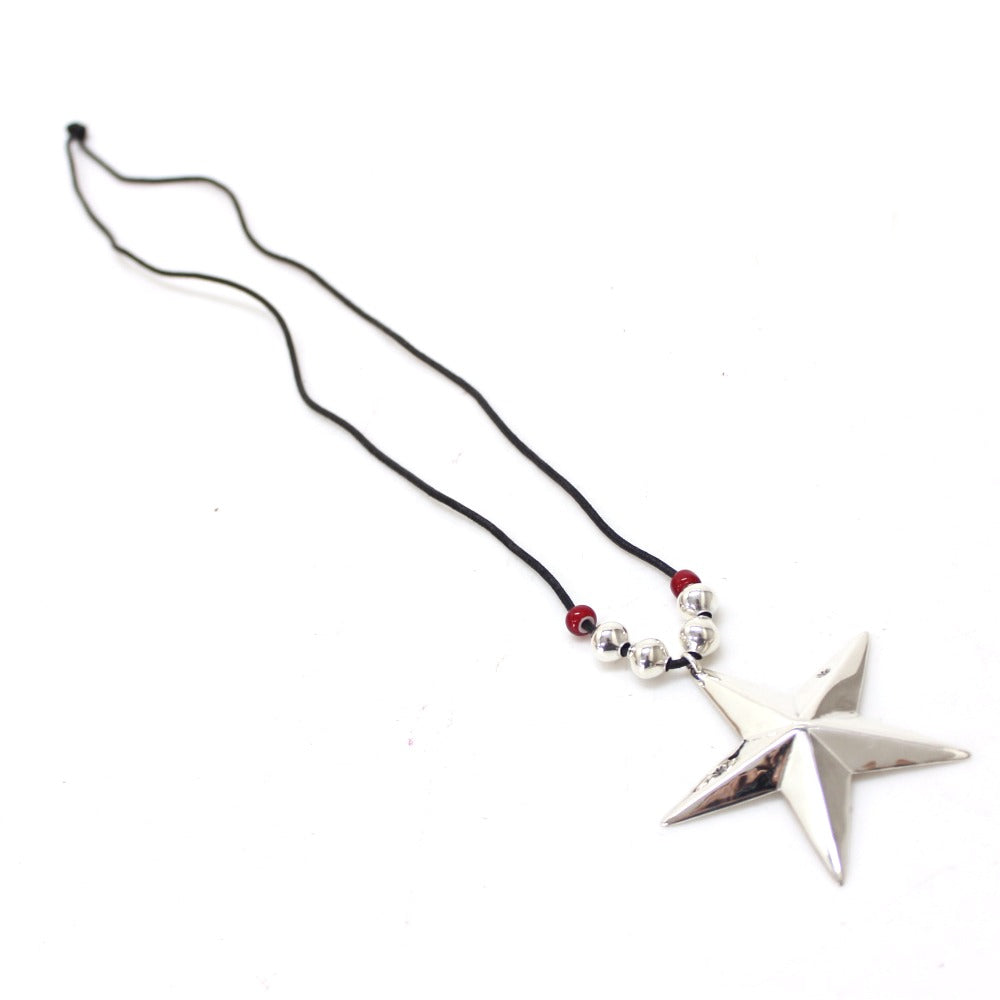Cippy Crazy Horse Necklace Sterling Silver Silver x Red Accessories Star mens Used Authentic