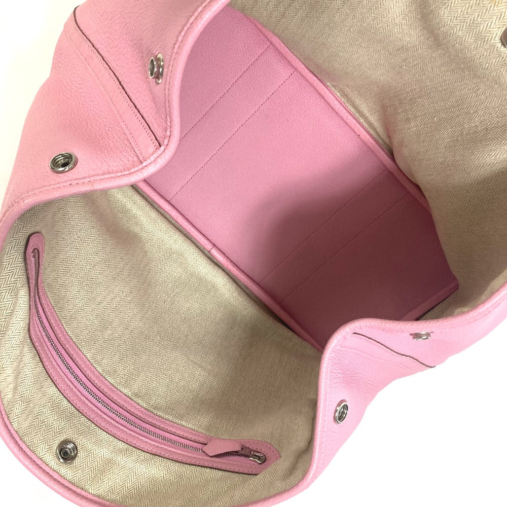 HERMES Tote Bag leather pink Garden party PM Tote Bag Women Used Authentic