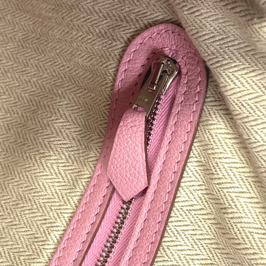 HERMES Tote Bag leather pink Garden party PM Tote Bag Women Used Authentic
