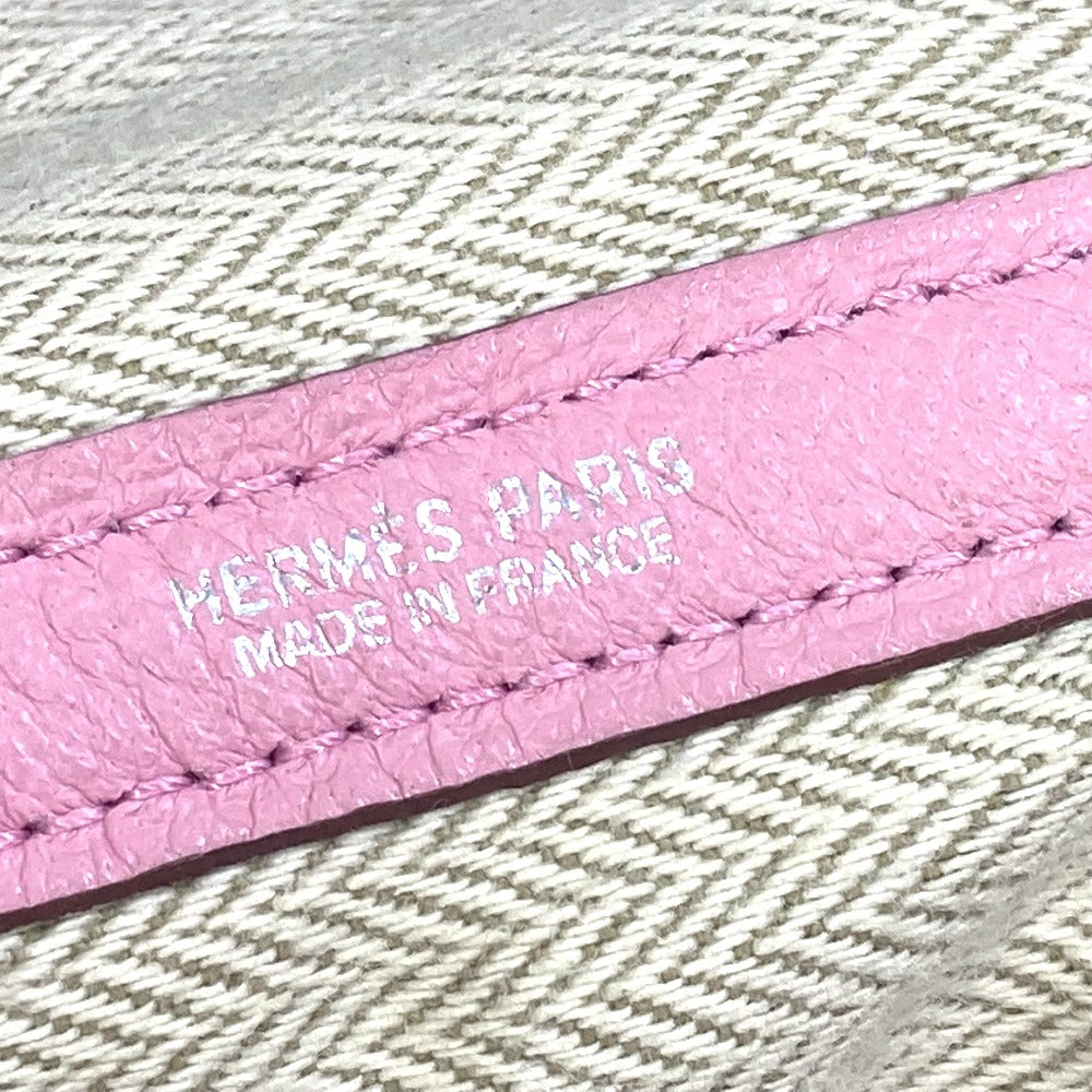HERMES Tote Bag leather pink Garden party PM Tote Bag Women Used Authentic