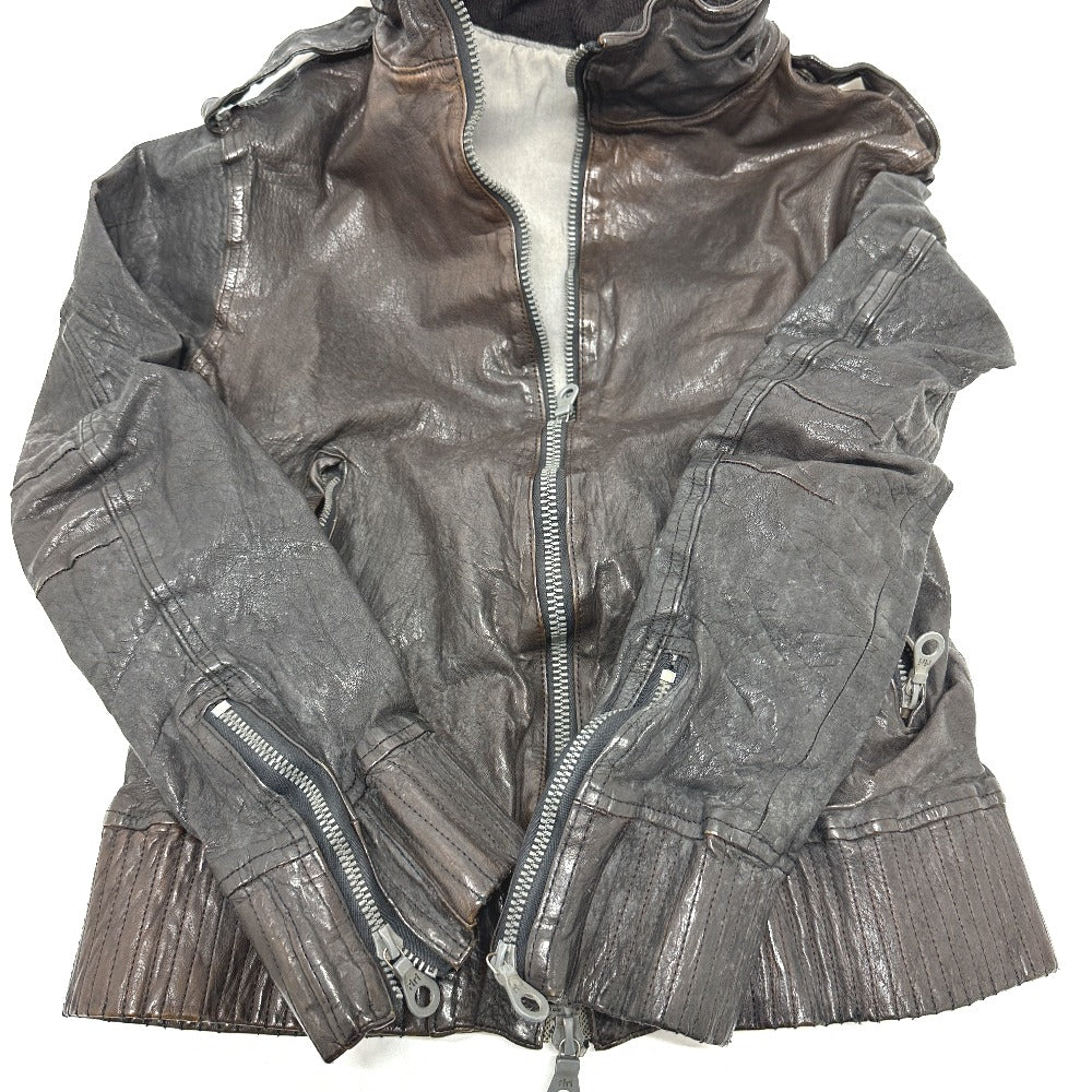 ISAMUKATAYAMA BACKLASH Blouson 982-02 leather Dark brown Riders Buffalo leather mens 1 (S size) Used Authentic