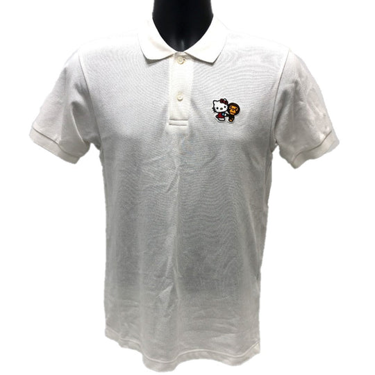 A BATHING APE Short sleeve polo shirt cotton white BAPE Milo x Kitty mens S Used Authentic