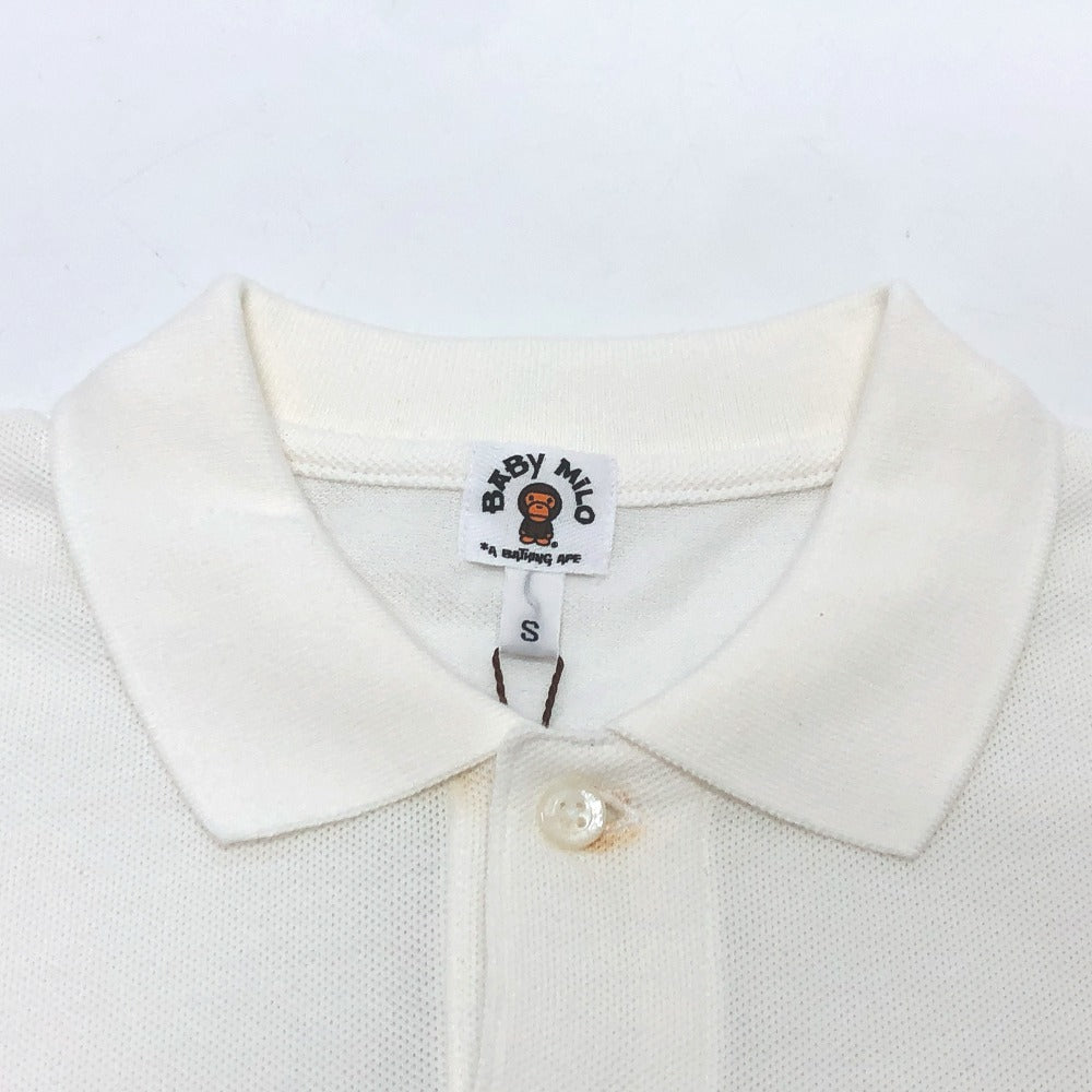 A BATHING APE Short sleeve polo shirt cotton white BAPE Milo x Kitty mens S Used Authentic