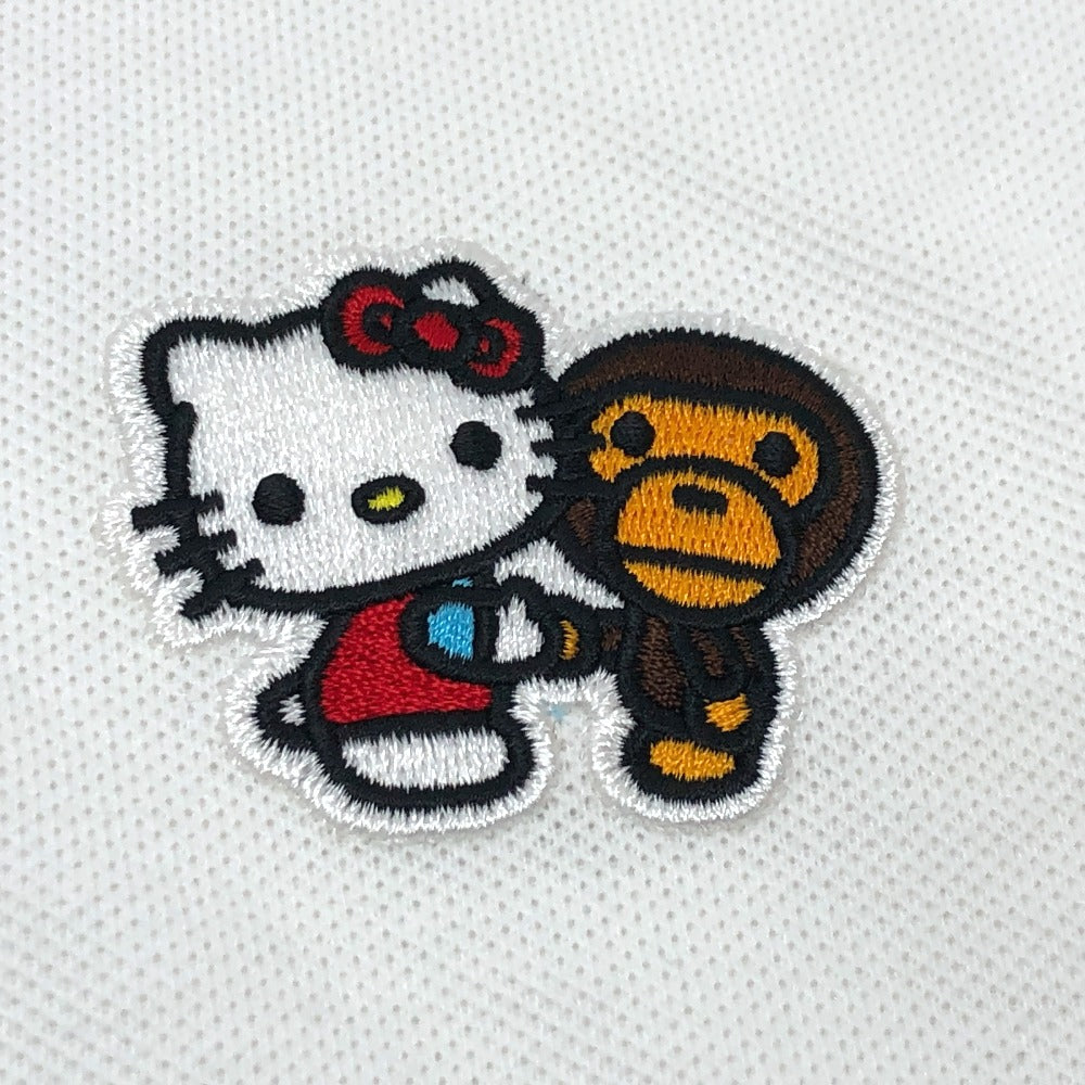 A BATHING APE Short sleeve polo shirt cotton white BAPE Milo x Kitty mens S Used Authentic