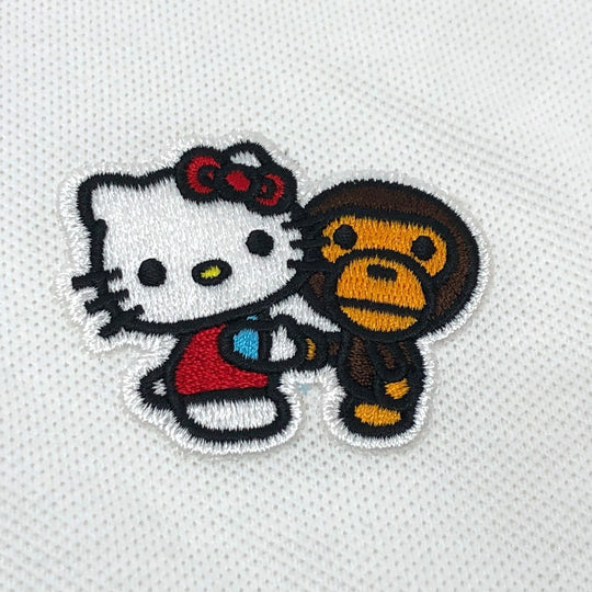 A BATHING APE Short sleeve polo shirt cotton white BAPE Milo x Kitty mens S Used Authentic