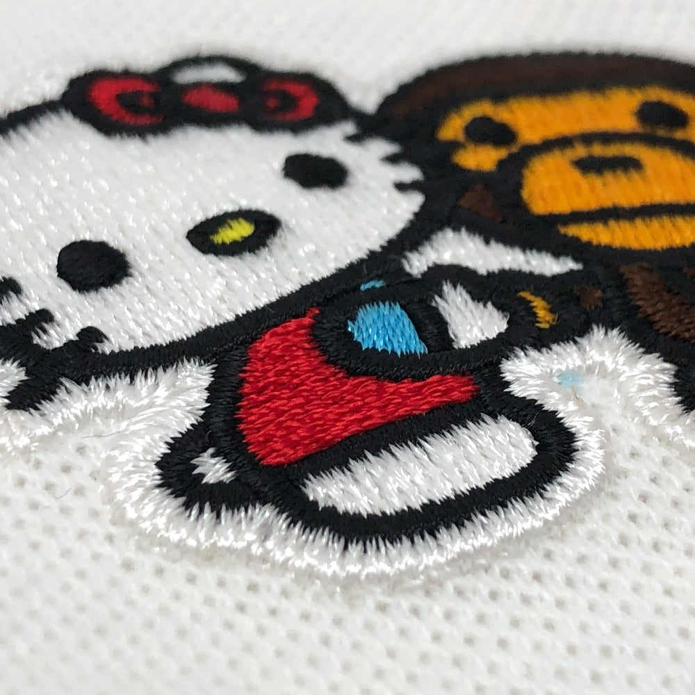 A BATHING APE Short sleeve polo shirt cotton white BAPE Milo x Kitty mens S Used Authentic