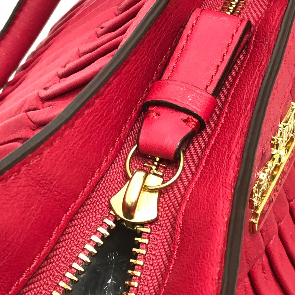 COACH Tote Bag 21281 leather Red Madison Gathered Women Used Authentic