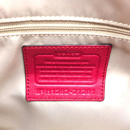 COACH Tote Bag 21281 leather Red Madison Gathered Women Used Authentic