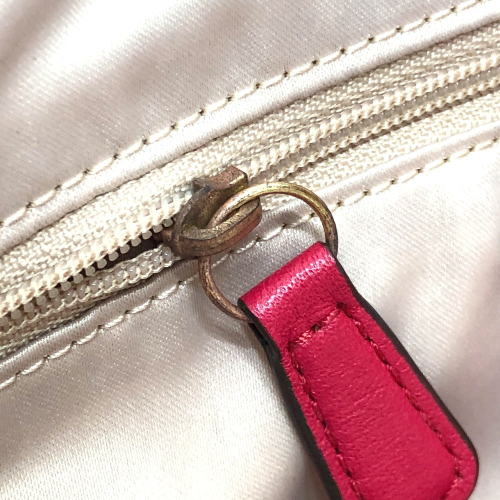 COACH Tote Bag 21281 leather Red Madison Gathered Women Used Authentic