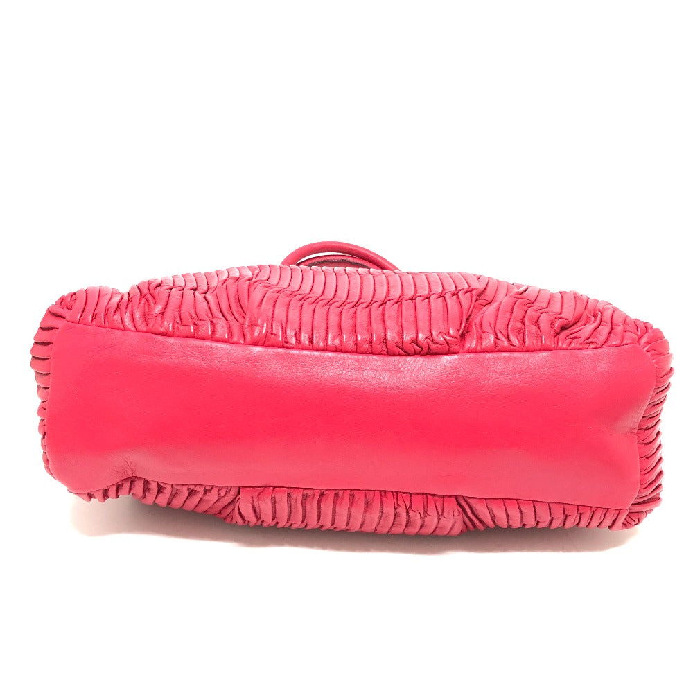 COACH Tote Bag 21281 leather Red Madison Gathered Women Used Authentic