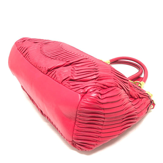 COACH Tote Bag 21281 leather Red Madison Gathered Women Used Authentic