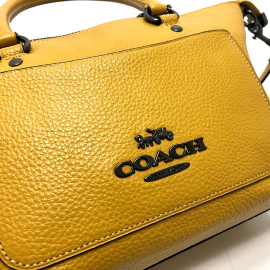 COACH Handbag F31466 leather yellow Mini Emma Satchel Women Used Authentic