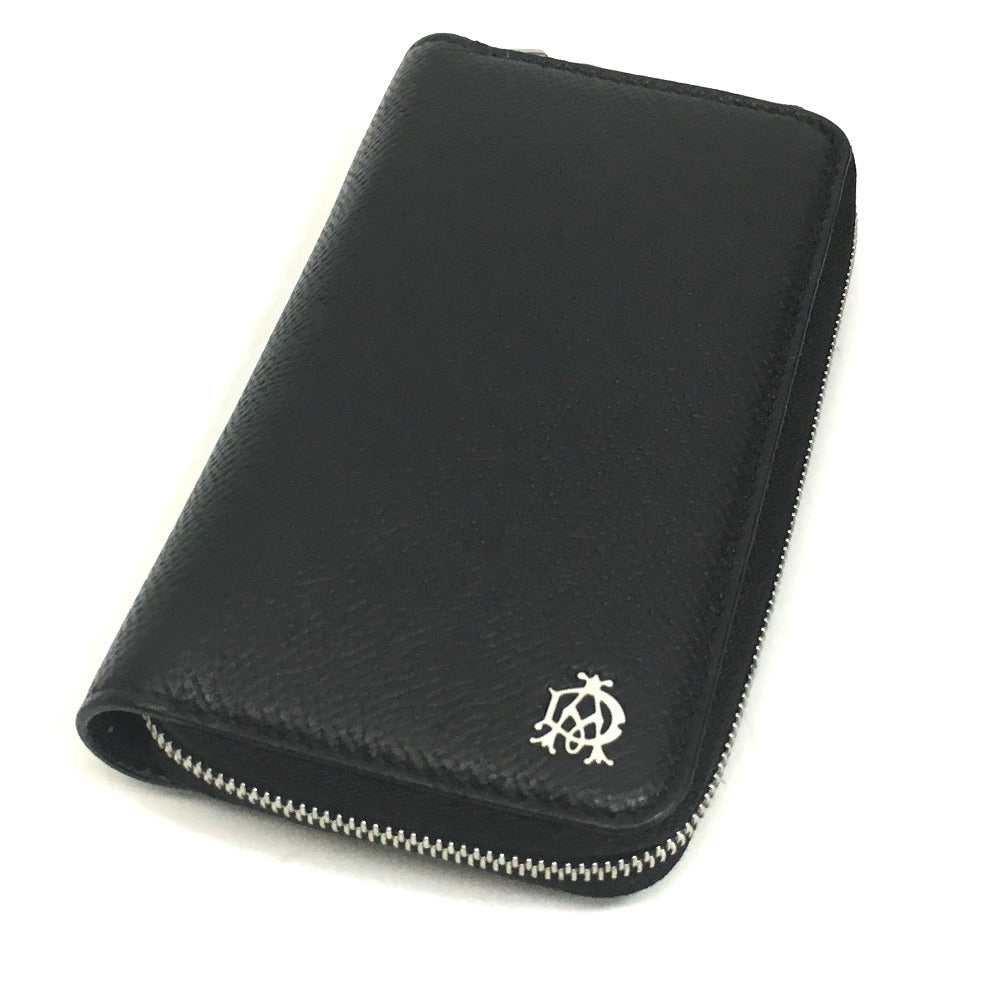 Dunhill Key case Key holder  leather black Round zip mens Used Authentic