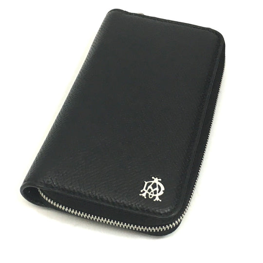 Dunhill Key case Key holder  leather black Round zip mens Used Authentic