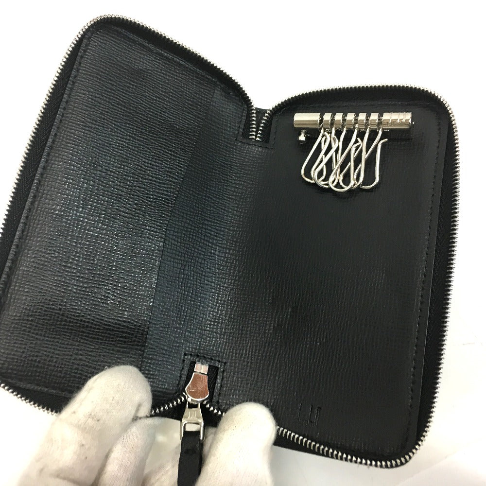 Dunhill Key case Key holder  leather black Round zip mens Used Authentic