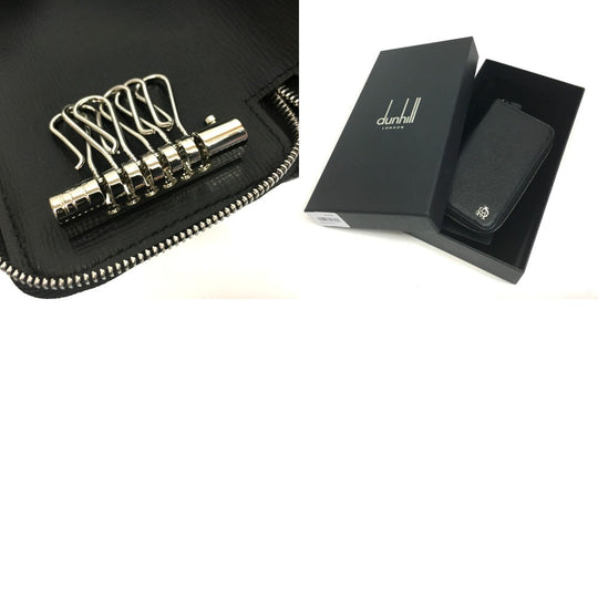 Dunhill Key case Key holder  leather black Round zip mens Used Authentic