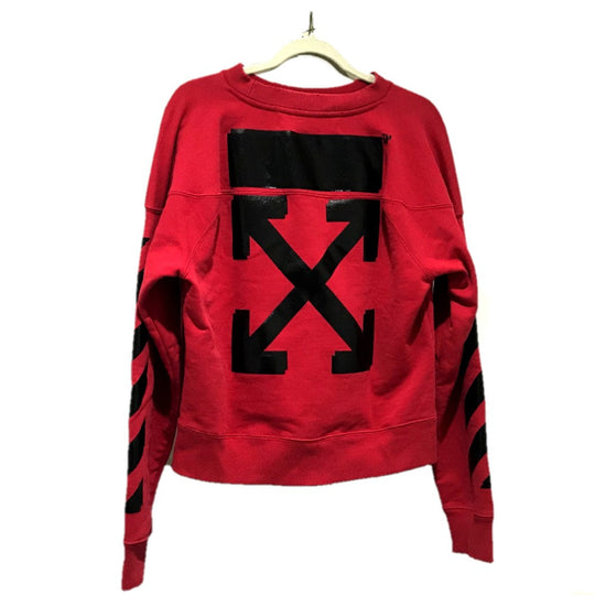 OFF-WHITE sweat OMBA021S188750502010 cotton Red x black trainer 2018Stainless Steel Champion Collaboration Crewneck mens S Used Authentic