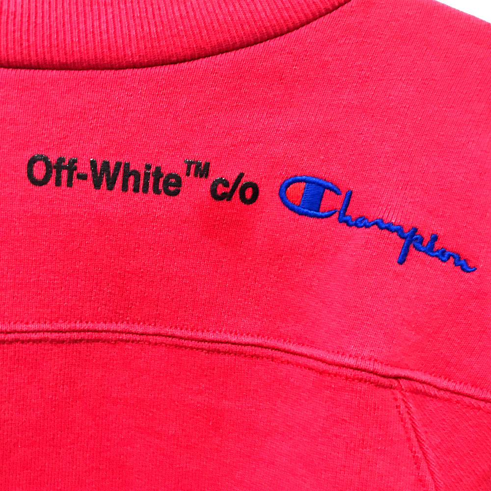 OFF-WHITE sweat OMBA021S188750502010 cotton Red x black trainer 2018Stainless Steel Champion Collaboration Crewneck mens S Used Authentic
