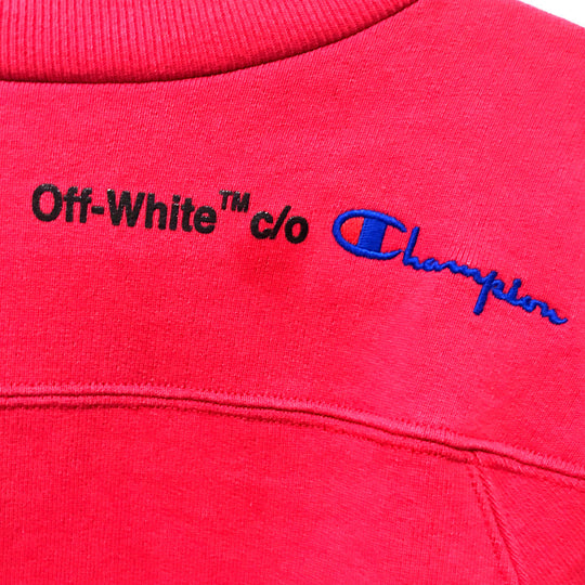 OFF-WHITE sweat OMBA021S188750502010 cotton Red x black trainer 2018Stainless Steel Champion Collaboration Crewneck mens S Used Authentic