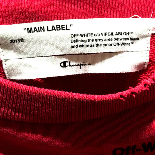 OFF-WHITE sweat OMBA021S188750502010 cotton Red x black trainer 2018Stainless Steel Champion Collaboration Crewneck mens S Used Authentic