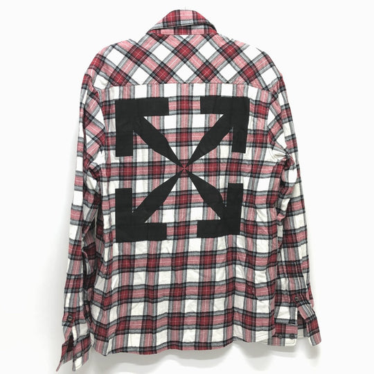 OFF-WHITE Long sleeve shirt cotton Red Long sleeve Spray Check Pattern mens XL Used Authentic