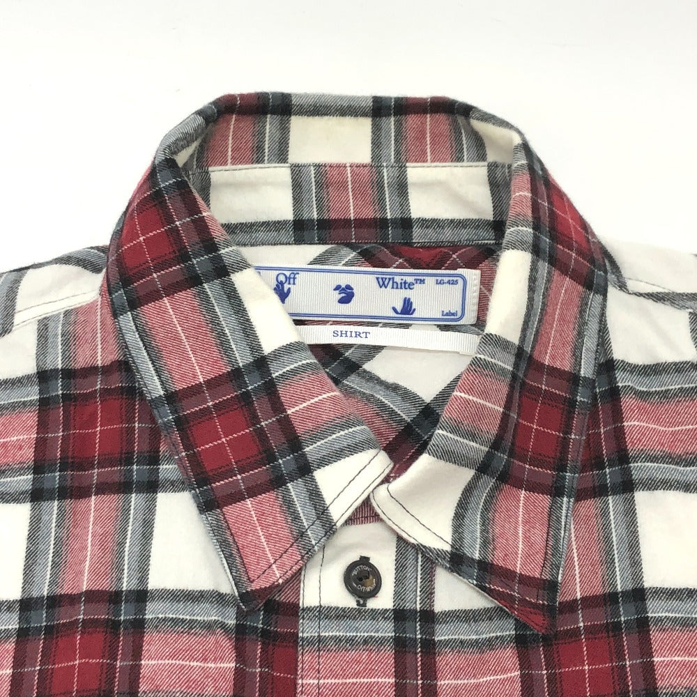 OFF-WHITE Long sleeve shirt cotton Red Long sleeve Spray Check Pattern mens XL Used Authentic