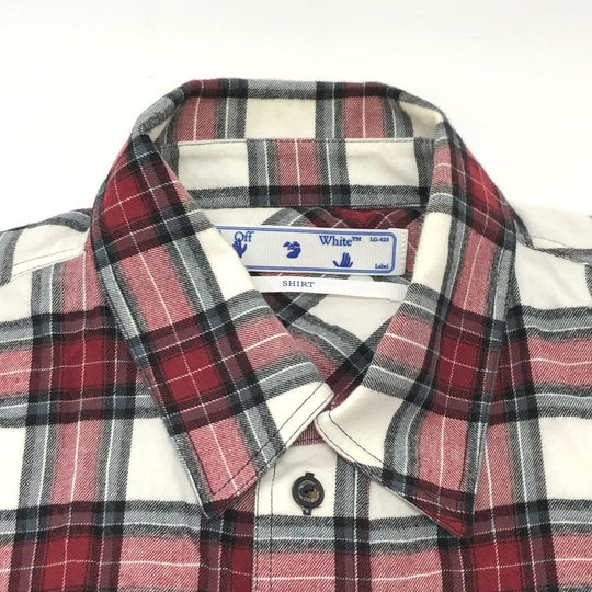 OFF-WHITE Long sleeve shirt cotton Red Long sleeve Spray Check Pattern mens XL Used Authentic