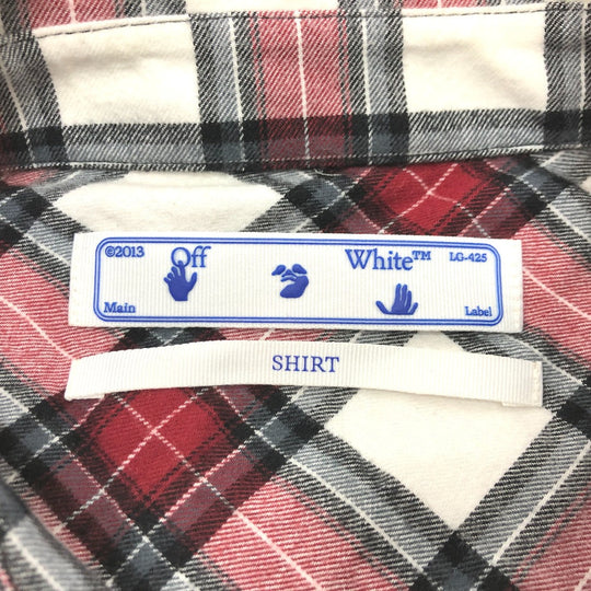OFF-WHITE Long sleeve shirt cotton Red Long sleeve Spray Check Pattern mens XL Used Authentic