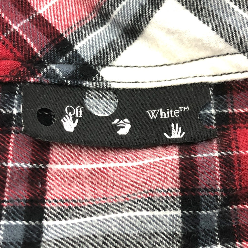 OFF-WHITE Long sleeve shirt cotton Red Long sleeve Spray Check Pattern mens XL Used Authentic