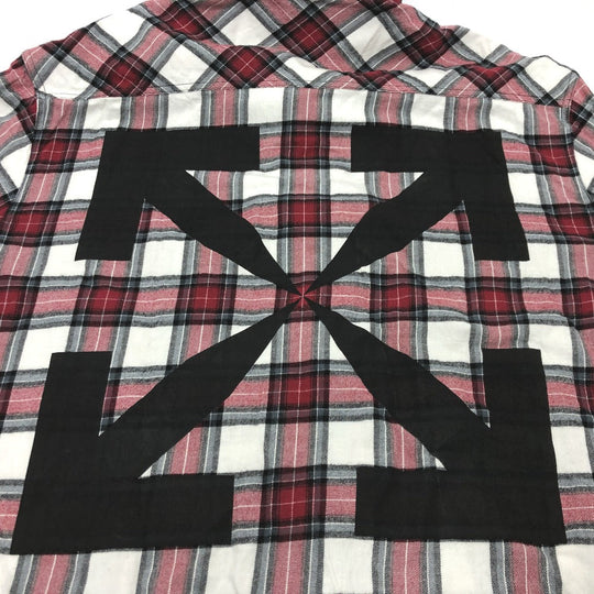 OFF-WHITE Long sleeve shirt cotton Red Long sleeve Spray Check Pattern mens XL Used Authentic