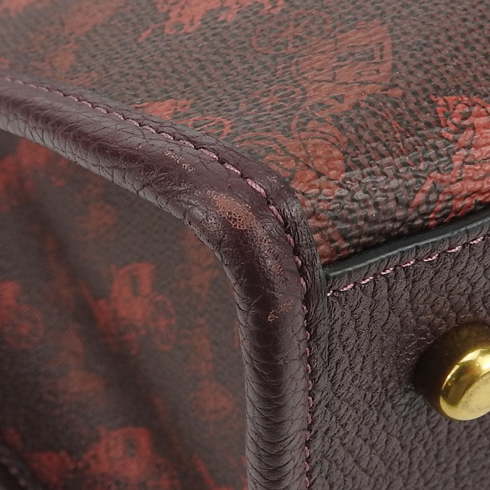 COACH Tote Bag 89143 Coated canvas, Leather, Canvas Brown Hose & carriage Women Used Authentic