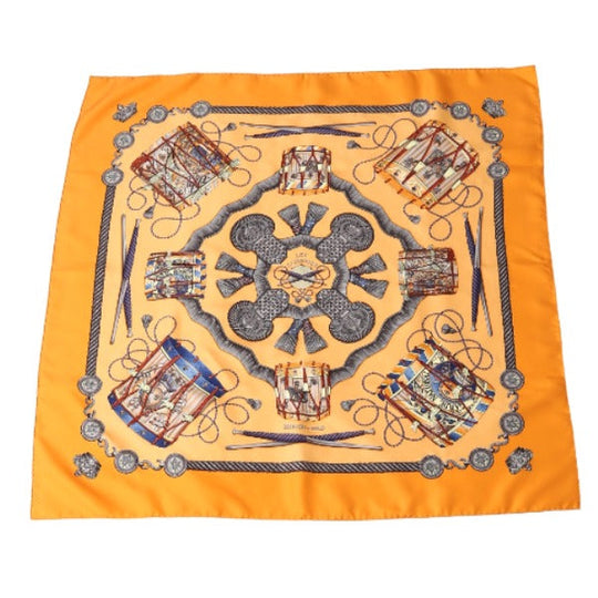 HERMES scarf silk Orange scarf Carre90 100% silk Women Used Authentic