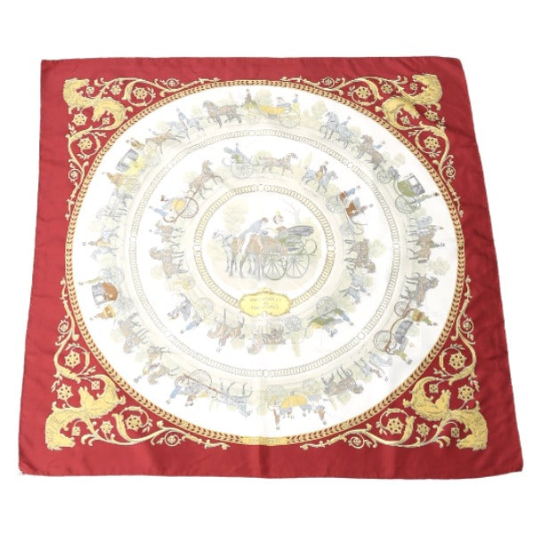 HERMES scarf silk Red Carre90 100% silk Women Used Authentic