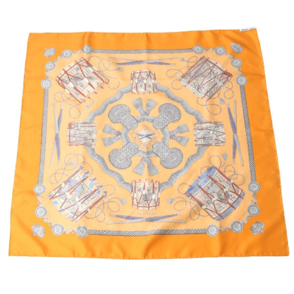 HERMES scarf silk Orange scarf Carre90 100% silk Women Used Authentic