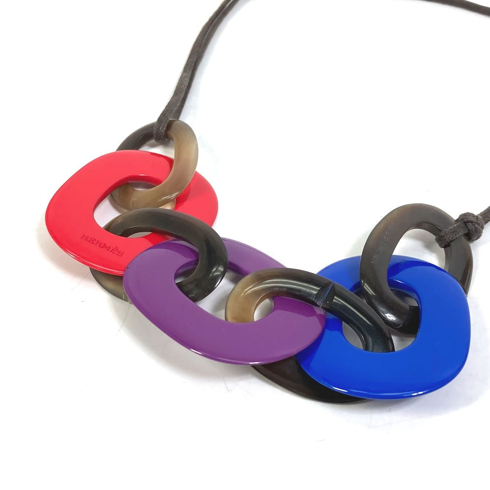 HERMES Necklace Buffalo horn Red Accessories Caramba Women Used Authentic