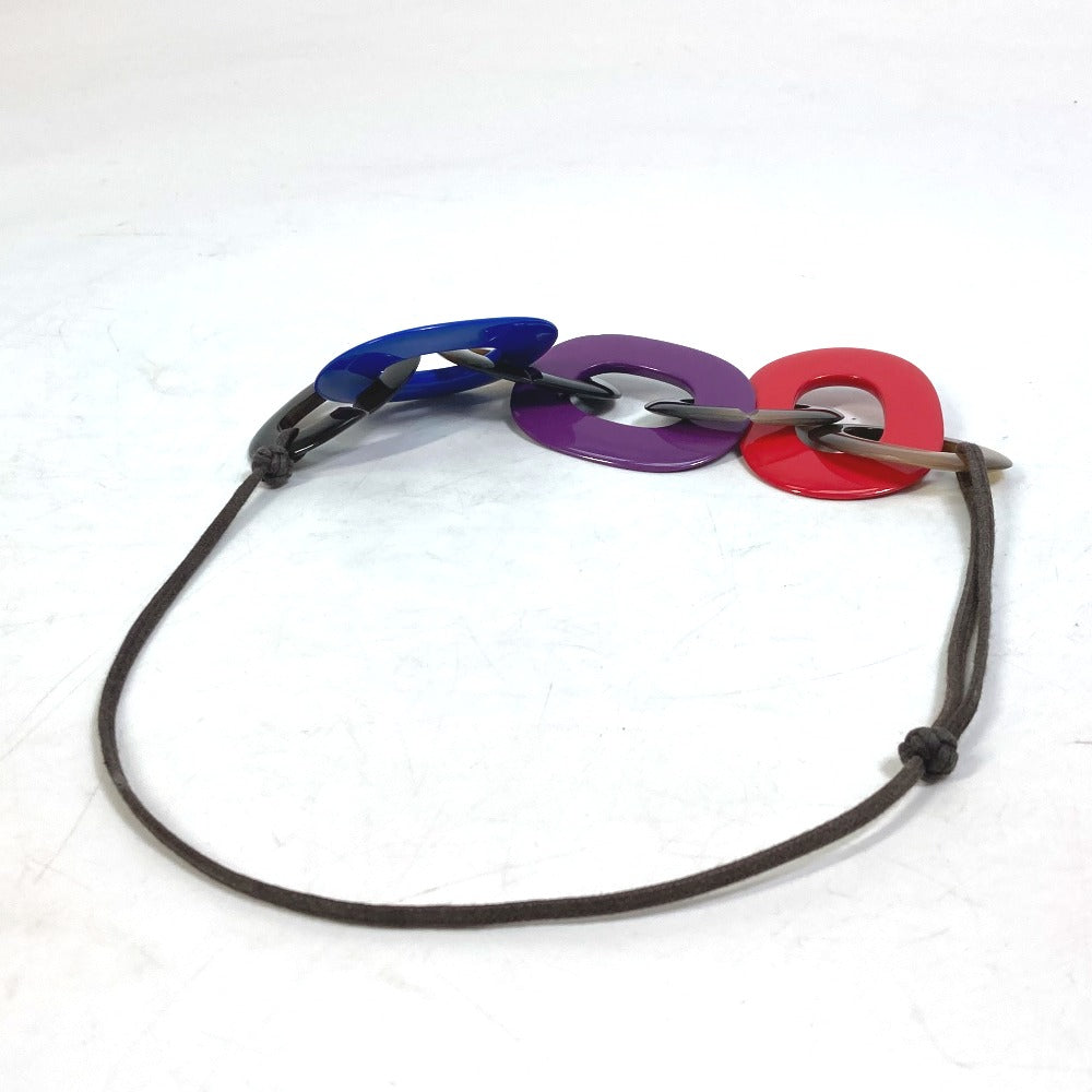 HERMES Necklace Buffalo horn Red Accessories Caramba Women Used Authentic