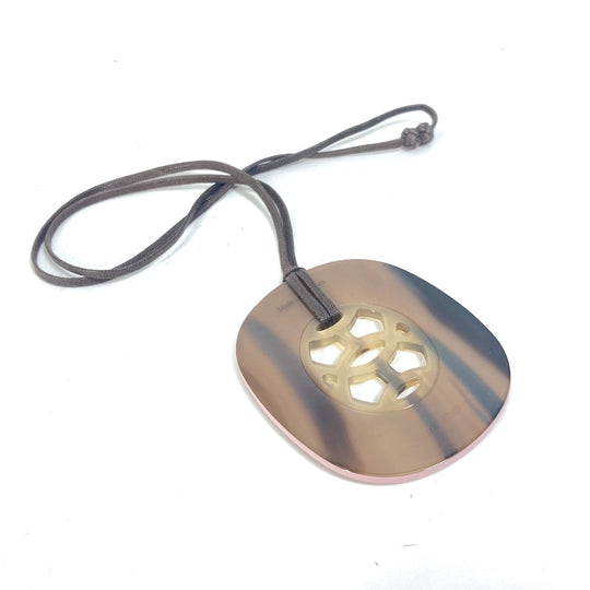 HERMES Necklace Buffalo Horn, Lacquer Wood pink Lift GM Women Used Authentic