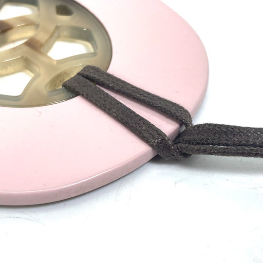 HERMES Necklace Buffalo Horn, Lacquer Wood pink Lift GM Women Used Authentic