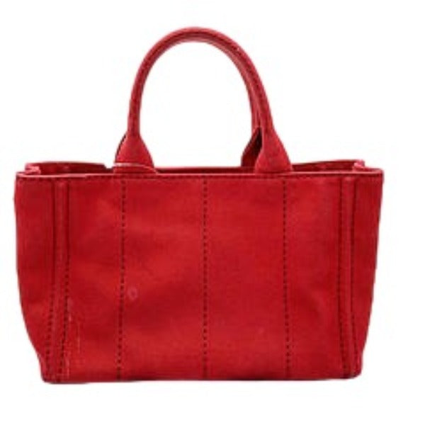 PRADA Tote Bag denim Red Tote Bag canvas Canapa Women Used Authentic