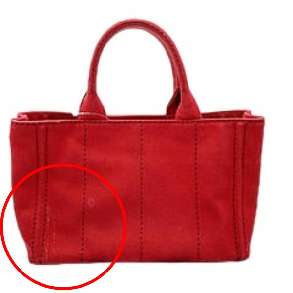 PRADA Tote Bag denim Red Tote Bag canvas Canapa Women Used Authentic