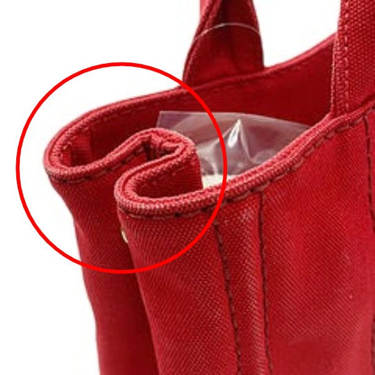PRADA Tote Bag denim Red Tote Bag canvas Canapa Women Used Authentic