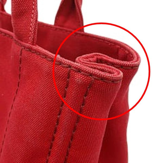 PRADA Tote Bag denim Red Tote Bag canvas Canapa Women Used Authentic