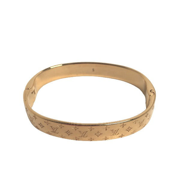 LOUIS VUITTON bracelet M00251 Gold Plated gold Cuff nanogram Monogram Small size Women S Used Authentic