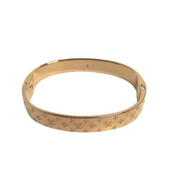 LOUIS VUITTON bracelet M00251 Gold Plated gold Cuff nanogram Monogram Small size Women S Used Authentic