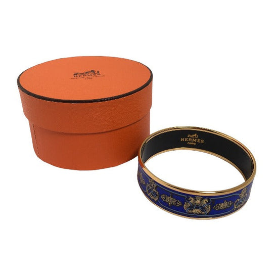 HERMES Bangle Metal, cloisonn blue Bangle Gold Plated Emile Women(Unisex) Used Authentic