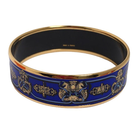 HERMES Bangle Metal, cloisonn blue Bangle Gold Plated Emile Women(Unisex) Used Authentic
