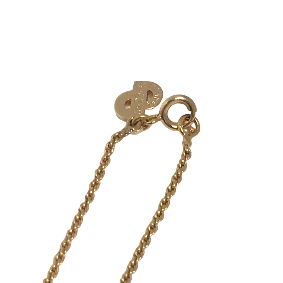 Dior Necklace Gold Plated Gold / Black Necklace Gold Plated CD logo Rhinestone Women Used Authentic